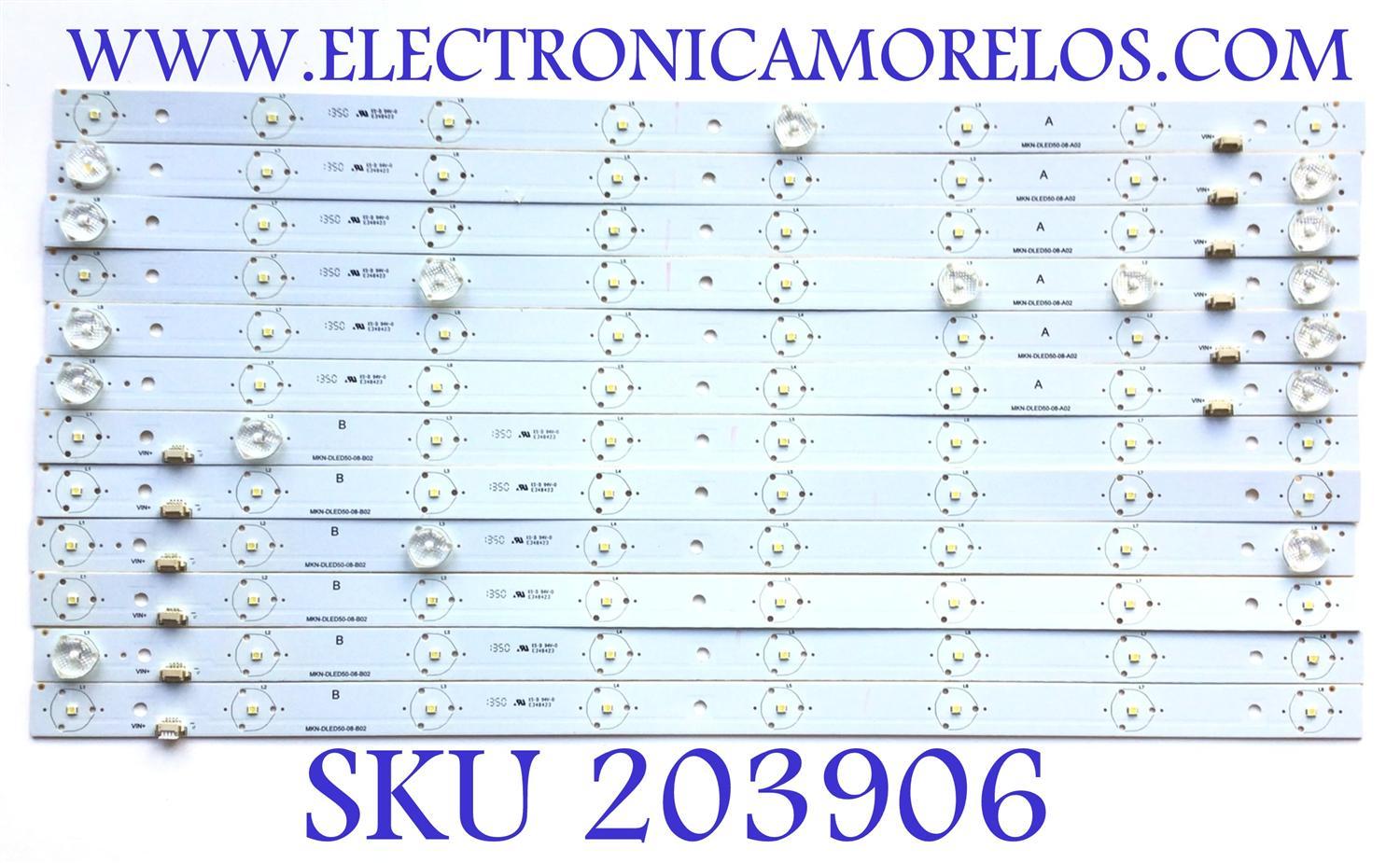 KIT DE LEDS PARA TV ( 12 PZ ) / NUMERO DE PARTE MKN-DLED50-08-B02 / MKN-DLED50-08-A02 / E348423 / PANEL T500HVN07.1 / MODELO 50GSR3000